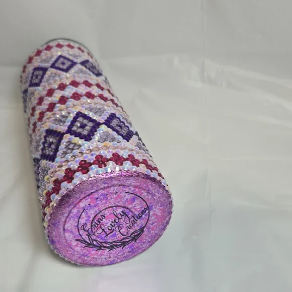 20oz Elegant  Rhinestone Tumbler - Purple and Pink - Picture 5 of 5